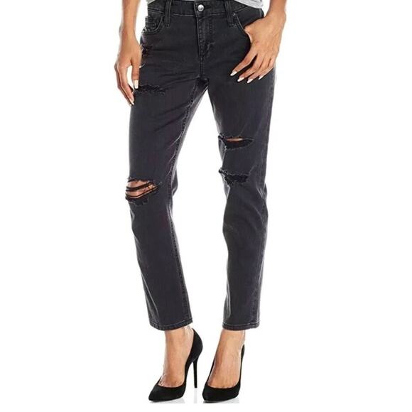 Joes Jeans The Ex-Lover Straight Crop Loose Boyfriend - Black, Distressed Sz 30 - Picture 1 of 9